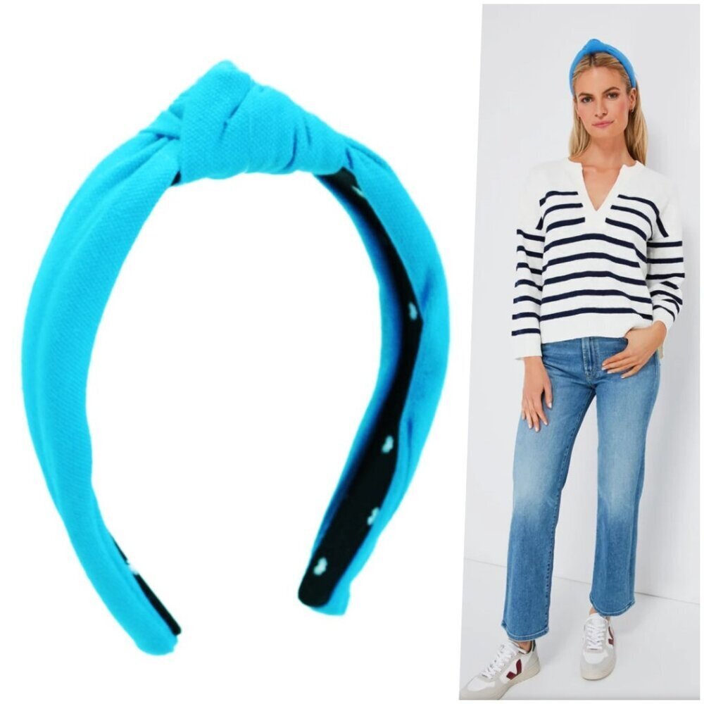 RARE Lele Sadoughi Coastal Chic Turquoise Blue Cotton Knotted Headband NWOT